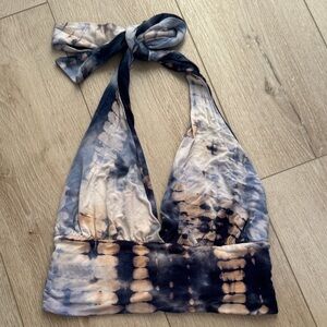 Tie-Dye Halter Top in Navy and Cream